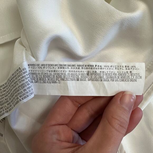 Forever 21 White‎ Satin Slip Dress Lace Bust Mini Dress Women’s Size Large L - Picture 12 of 13